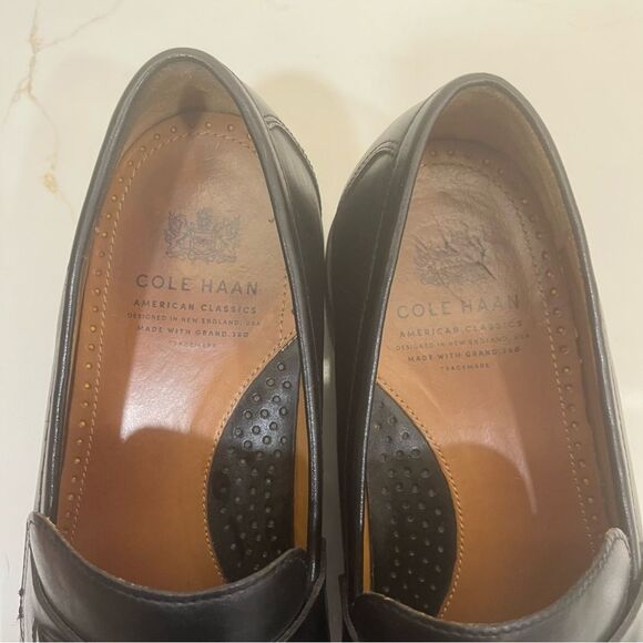 Cole Haan Black Leather Slip-On Loafers - Picture 5 of 7